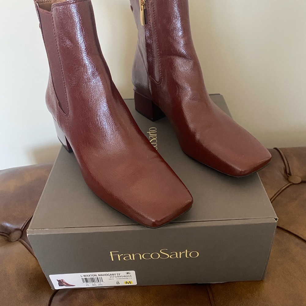 Franco Sarto Brown Ankle Boots with Block Heel